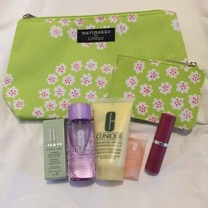 Clinique skincare trio,cosmetic bag and coin purse